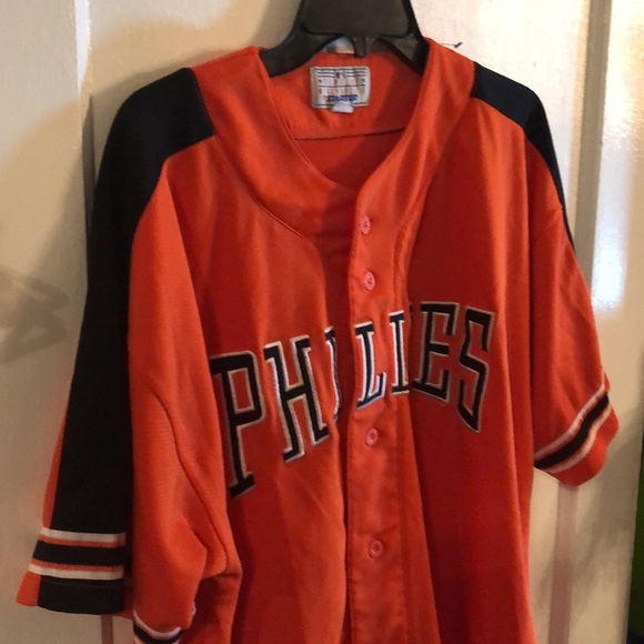 Vintage Starter MLB Philadelphia Phillies Orange Jersey 90’s 2XL Made In Korea - Picture 4 of 8